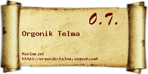 Orgonik Telma névjegykártya